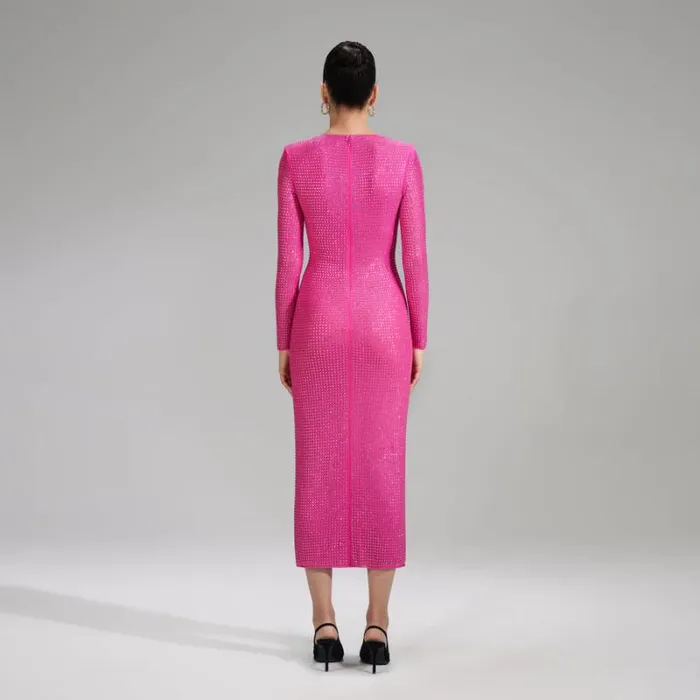 Dresses Woman SelfPortrait Pink Rhinestone Mesh Midi Dress Dresses Woman SelfPortrait Pink Rhinestone Mesh Midi Dress