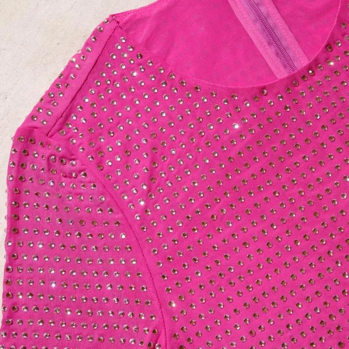Dresses Woman SelfPortrait Pink Rhinestone Mesh Midi Dress Dresses Woman SelfPortrait Pink Rhinestone Mesh Midi Dress