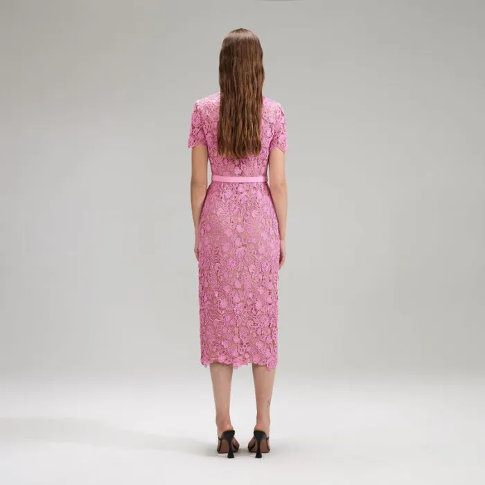 Dresses Woman SelfPortrait Pink Rhinestone Mesh Midi Dress Dresses Woman SelfPortrait Pink Rhinestone Mesh Midi Dress