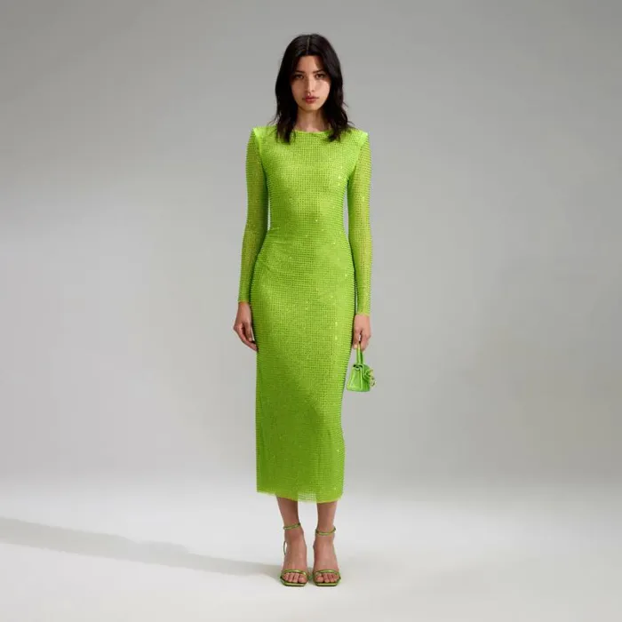 Dresses Woman SelfPortrait Printed Mesh Rhinestone Cutout Midi Dress Dresses Woman SelfPortrait Printed Mesh Rhinestone Cutout Midi Dress