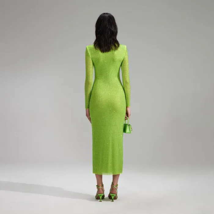 Dresses Woman SelfPortrait Printed Mesh Rhinestone Cutout Midi Dress Dresses Woman SelfPortrait Printed Mesh Rhinestone Cutout Midi Dress