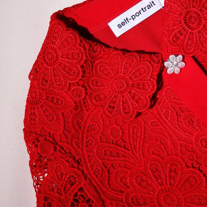 Dresses Woman SelfPortrait Red Buttoned Guipure Lace Mini Dress Dresses Woman SelfPortrait Red Buttoned Guipure Lace Mini Dress