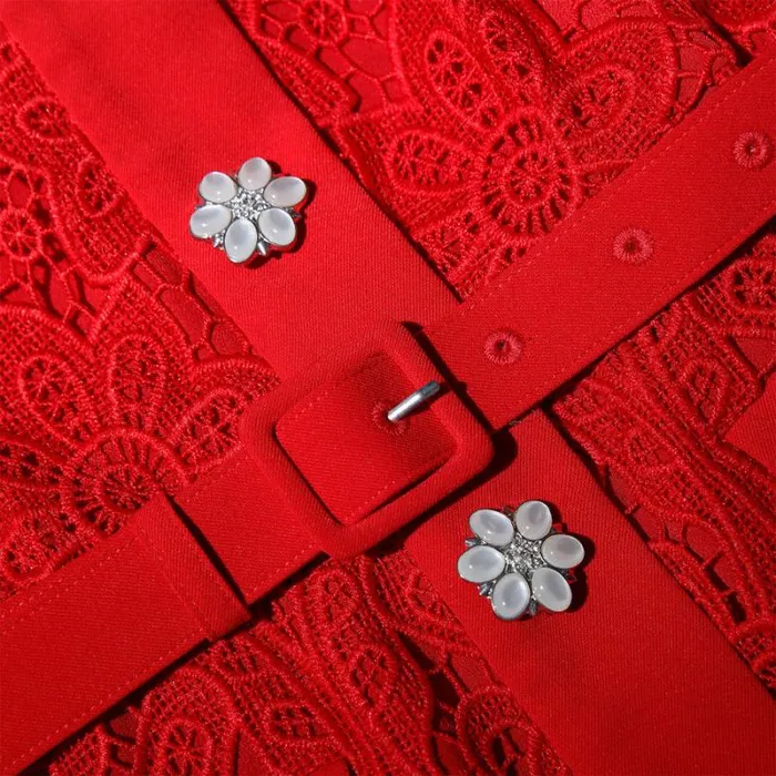 Dresses Woman SelfPortrait Red Buttoned Guipure Lace Mini Dress Dresses Woman SelfPortrait Red Buttoned Guipure Lace Mini Dress