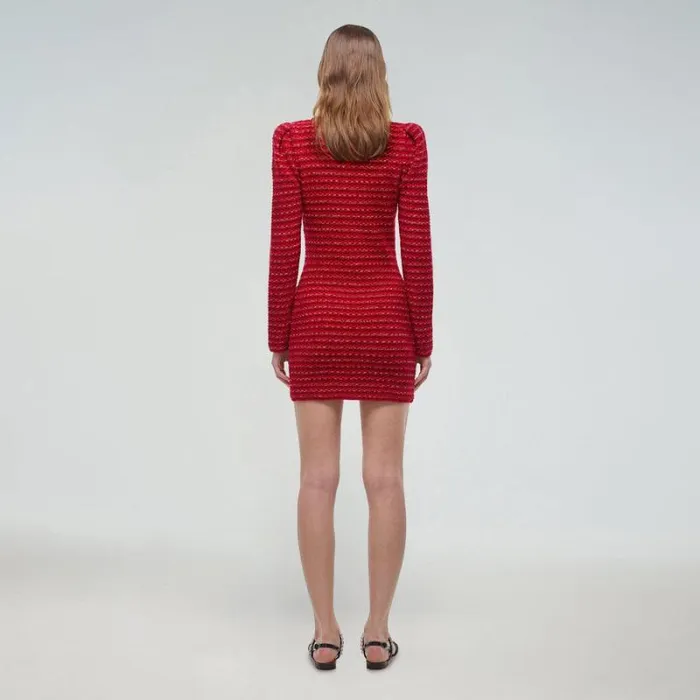 Dresses Woman SelfPortrait Red Melange Fitted Knit Mini Dress Dresses Woman SelfPortrait Red Melange Fitted Knit Mini Dress