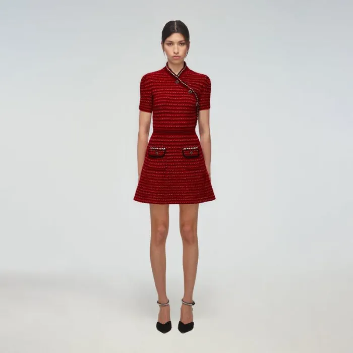 Dresses Woman SelfPortrait Red Melange Fitted Knit Mini Dress Dresses Woman SelfPortrait Red Melange Fitted Knit Mini Dress