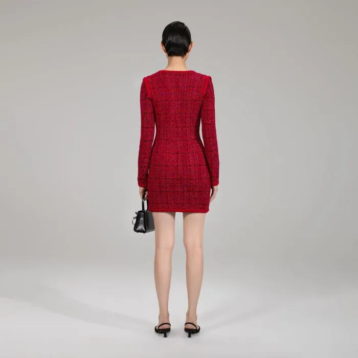 Dresses Woman SelfPortrait Red Melange Knit Cardigan Dress Dresses Woman SelfPortrait Red Melange Knit Cardigan Dress