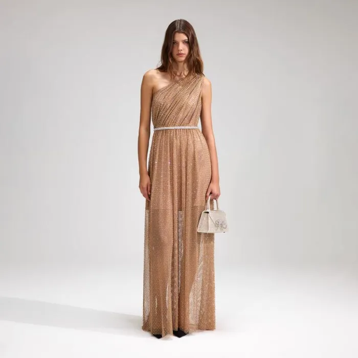 Dresses Woman SelfPortrait Tan Grid Sequin Tiered Midi Dress Dresses Woman SelfPortrait Tan Grid Sequin Tiered Midi Dress