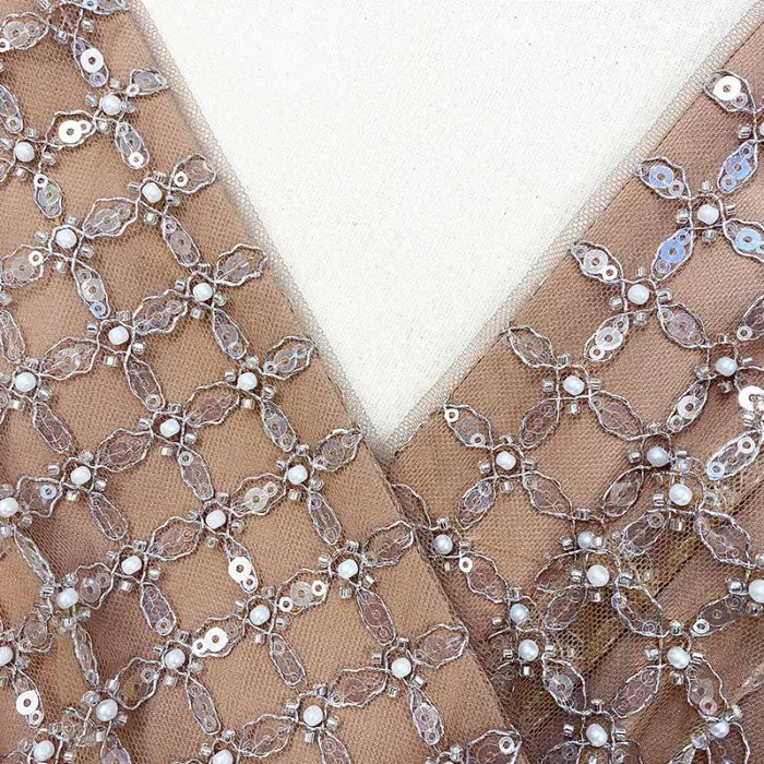 Dresses Woman SelfPortrait Tan Grid Sequin Tiered Midi Dress Dresses Woman SelfPortrait Tan Grid Sequin Tiered Midi Dress