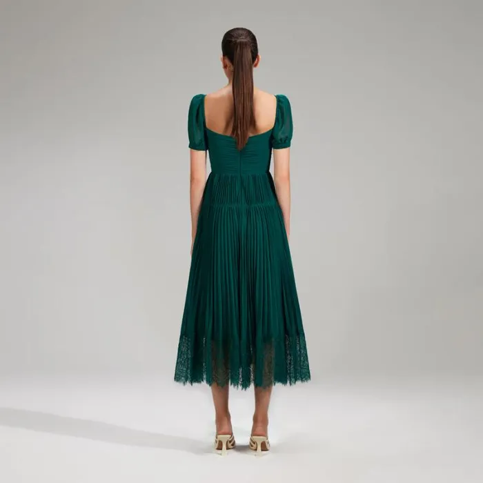 Dresses Woman SelfPortrait Teal Chiffon Scallop Midi Dress Dresses Woman SelfPortrait Teal Chiffon Scallop Midi Dress