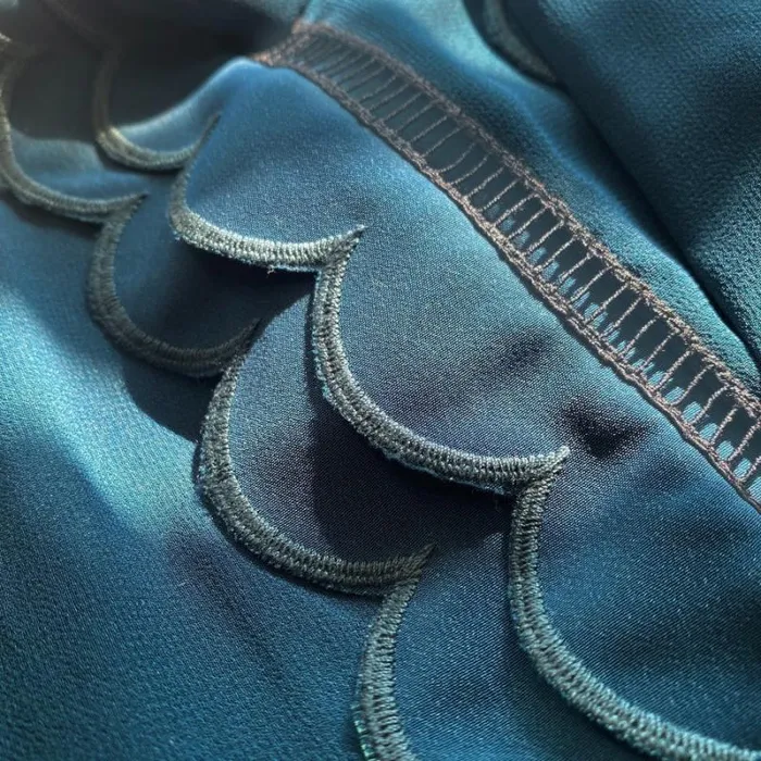 Dresses Woman SelfPortrait Teal Chiffon Scallop Midi Dress Dresses Woman SelfPortrait Teal Chiffon Scallop Midi Dress
