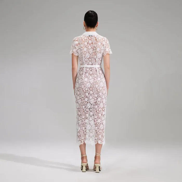 Dresses Woman SelfPortrait White 3D Cotton Lace Maxi Dress Dresses Woman SelfPortrait White 3D Cotton Lace Maxi Dress