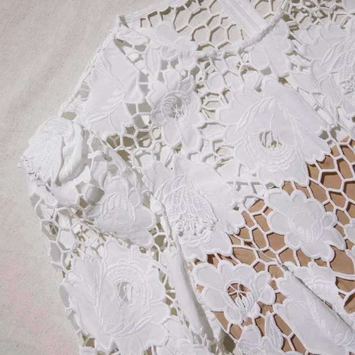 Dresses Woman SelfPortrait White 3D Cotton Lace Midi Dress Dresses Woman SelfPortrait White 3D Cotton Lace Midi Dress