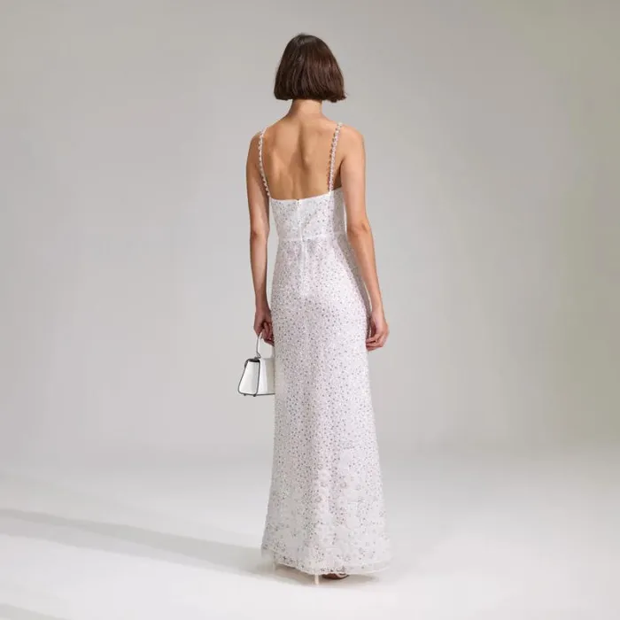 Dresses Woman SelfPortrait White Beaded Sequin Maxi Dress Dresses Woman SelfPortrait White Beaded Sequin Maxi Dress