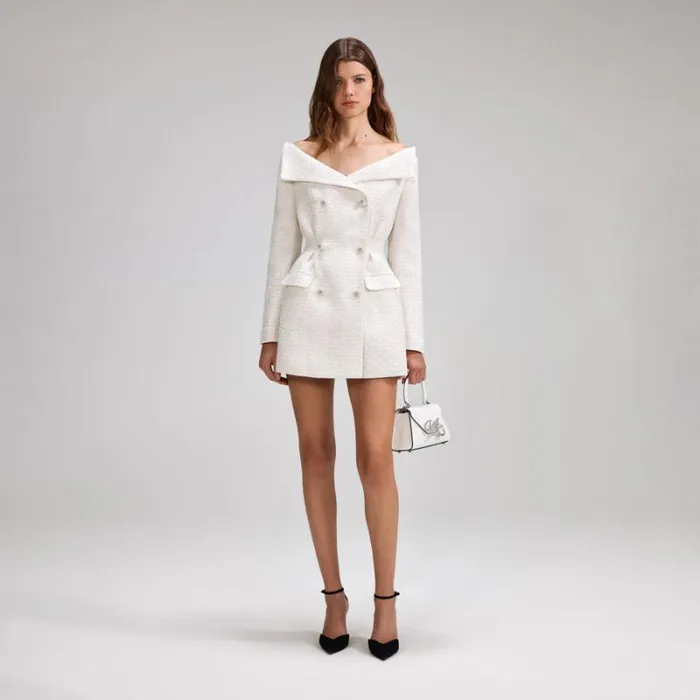 Dresses Woman SelfPortrait White Bonded Crepe Puff Sleeve Mini Dress Dresses Woman SelfPortrait White Bonded Crepe Puff Sleeve Mini Dress