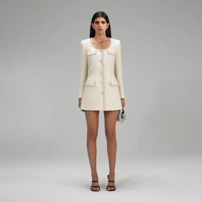 Dresses Woman SelfPortrait White Bonded Crepe Puff Sleeve Mini Dress Dresses Woman SelfPortrait White Bonded Crepe Puff Sleeve Mini Dress