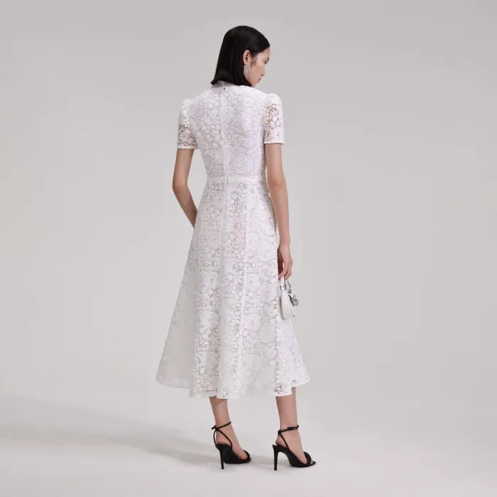 Dresses Woman SelfPortrait White Cord Lace Crossover Midi Dress Dresses Woman SelfPortrait White Cord Lace Crossover Midi Dress
