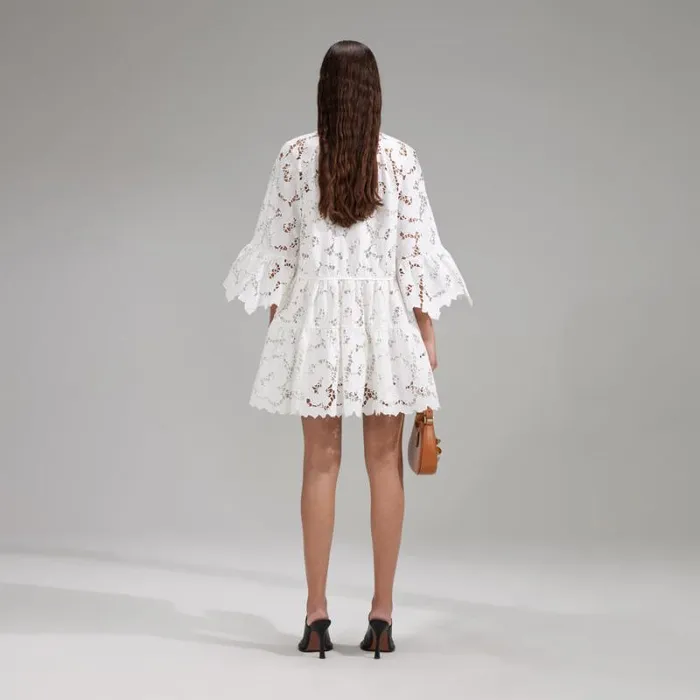 Dresses Woman SelfPortrait White Cotton Lace Midi Dress Dresses Woman SelfPortrait White Cotton Lace Midi Dress