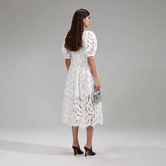 Dresses Woman SelfPortrait White Cotton Lace Midi Dress Dresses Woman SelfPortrait White Cotton Lace Midi Dress