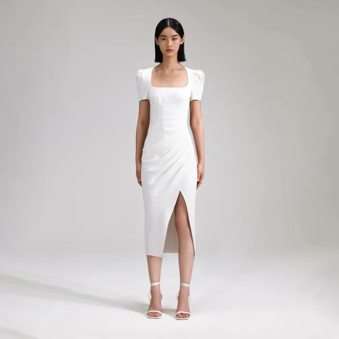 Dresses Woman SelfPortrait White Feather Midi Dress Dresses Woman SelfPortrait White Feather Midi Dress