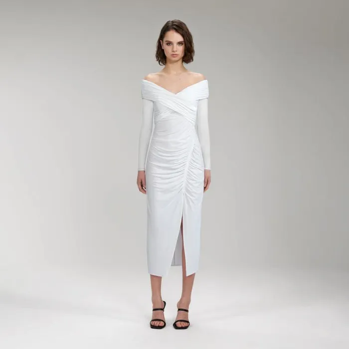 Dresses Woman SelfPortrait White Feather Midi Dress Dresses Woman SelfPortrait White Feather Midi Dress