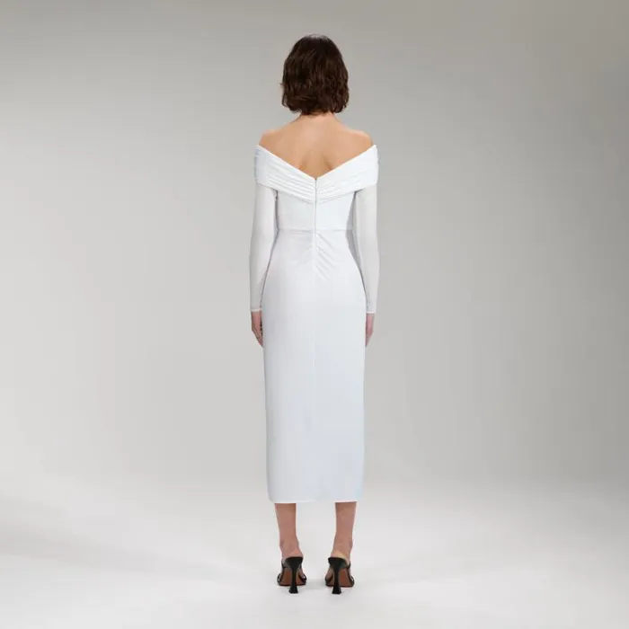 Dresses Woman SelfPortrait White Feather Midi Dress Dresses Woman SelfPortrait White Feather Midi Dress