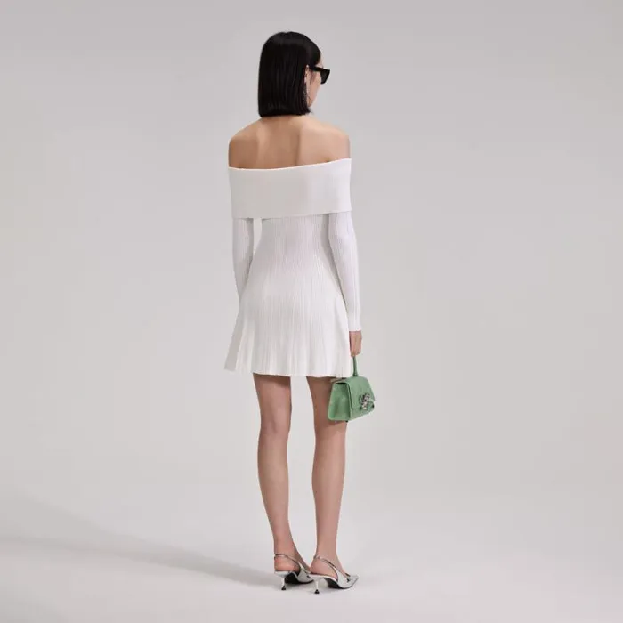 Dresses Woman SelfPortrait White Knit Mini Dress Dresses Woman SelfPortrait White Knit Mini Dress