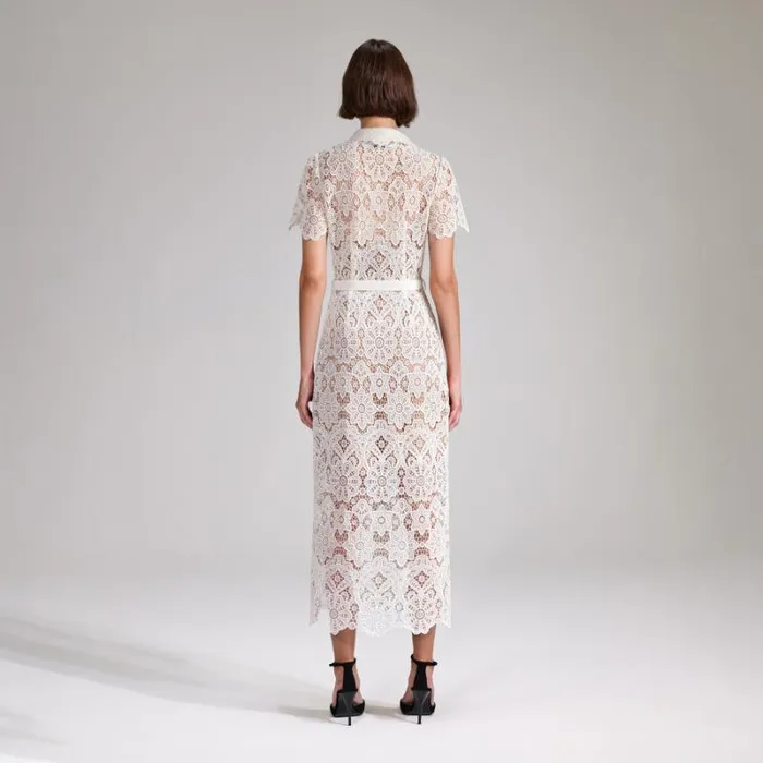 Dresses Woman SelfPortrait White Rose Lace Midi Dress Dresses Woman SelfPortrait White Rose Lace Midi Dress
