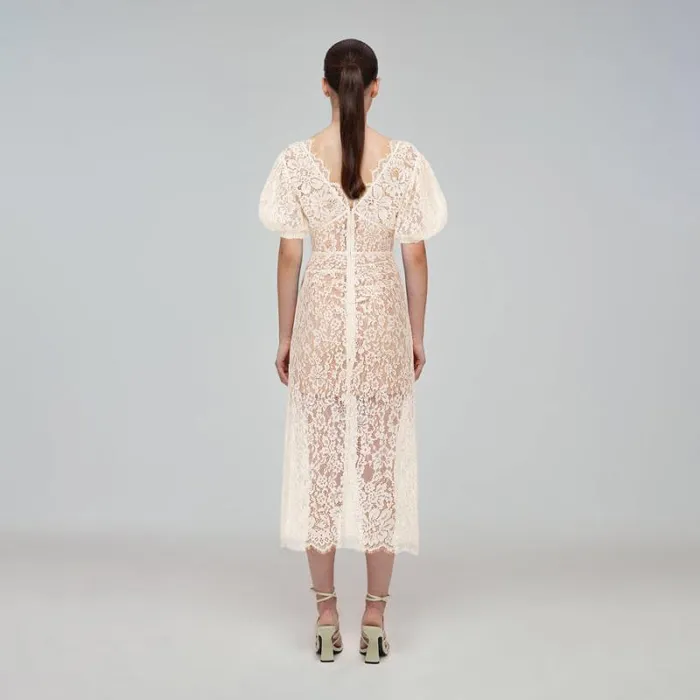 Dresses Woman SelfPortrait White Rose Lace Midi Dress Dresses Woman SelfPortrait White Rose Lace Midi Dress