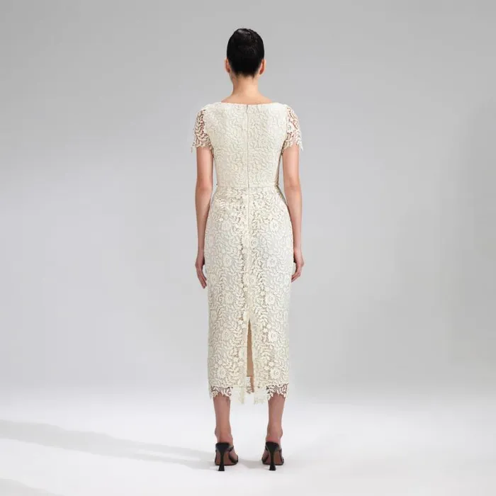 Dresses Woman SelfPortrait White Rose Lace Midi Dress Dresses Woman SelfPortrait White Rose Lace Midi Dress