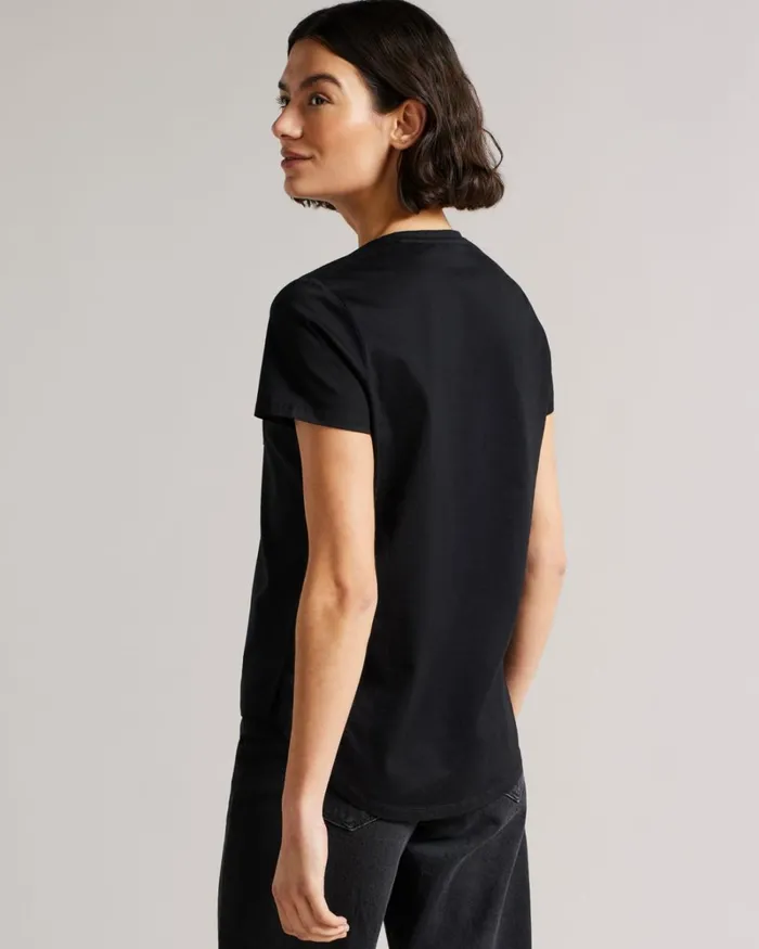 Easy Fit V Neck T Shirt Black Women Ted Baker Clothing Easy Fit V Neck T Shirt Black Women Ted Baker Clothing