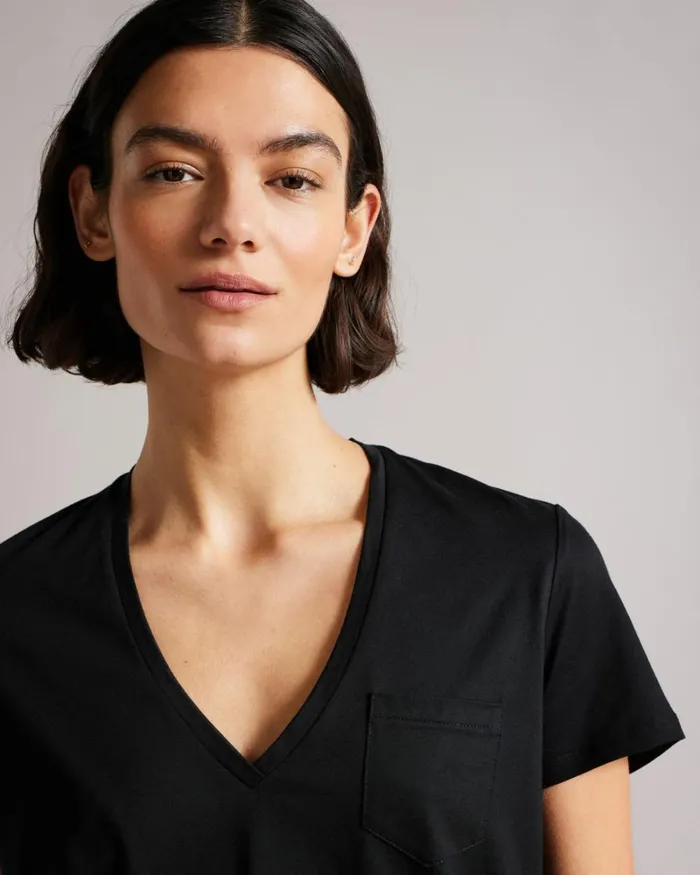 Easy Fit V Neck T Shirt Black Women Ted Baker Clothing Easy Fit V Neck T Shirt Black Women Ted Baker Clothing