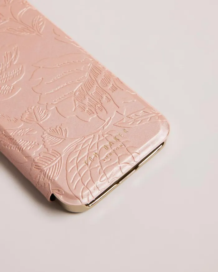 Embossed Leaves IPhone 12 And 12 Pro Mirror Case Pink Women Ted Baker Tech Accessories