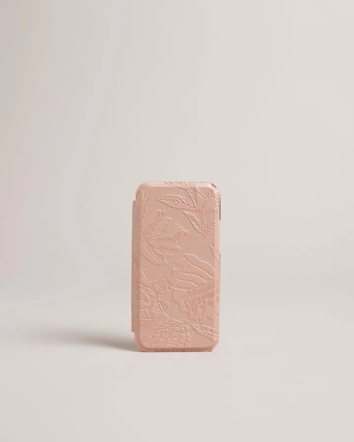 Embossed Leaves IPhone 12 And 12 Pro Mirror Case Pink Women Ted Baker Tech Accessories Embossed Leaves IPhone 12 And 12 Pro Mirror Case Pink Women Ted Baker Tech Accessories