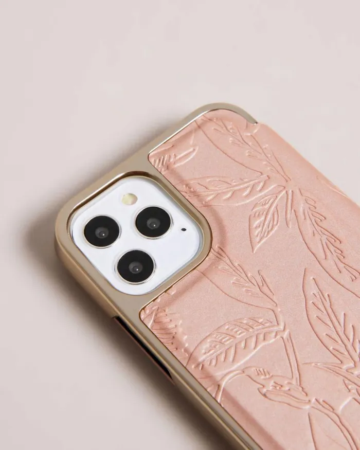 Embossed Leaves IPhone 12 And 12 Pro Mirror Case Pink Women Ted Baker Tech Accessories Embossed Leaves IPhone 12 And 12 Pro Mirror Case Pink Women Ted Baker Tech Accessories
