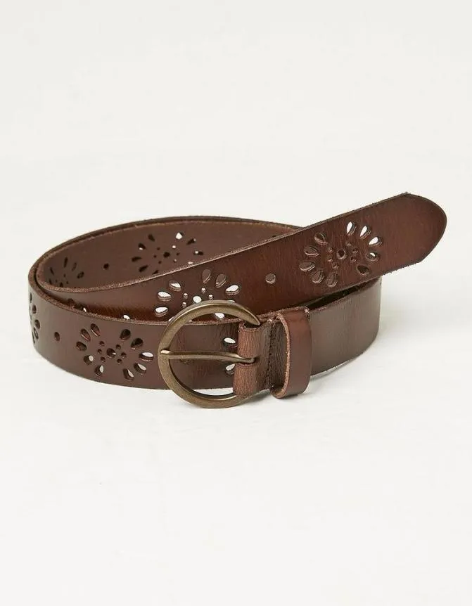 Fatface Belts Leather Floral Belt Chocolate Brown 8211 Women