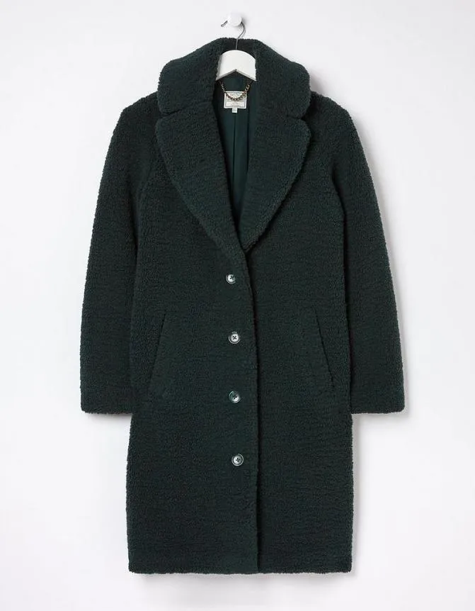Fatface Coats and Jackets Mylah Teddy Longline Coat Dark Teal 8211 Women