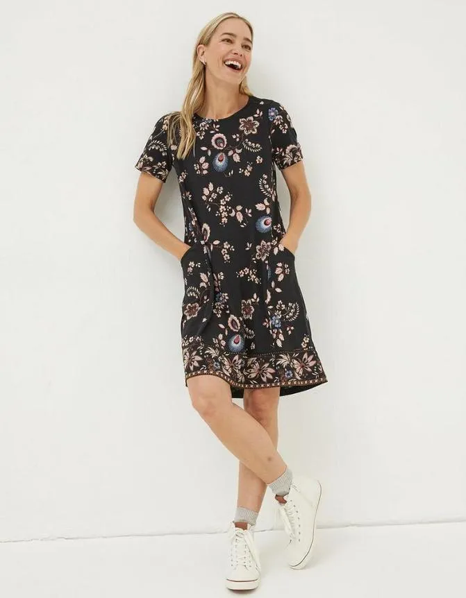 Fatface Dresses Simone Floral Jersey Dress Black 8211 Women