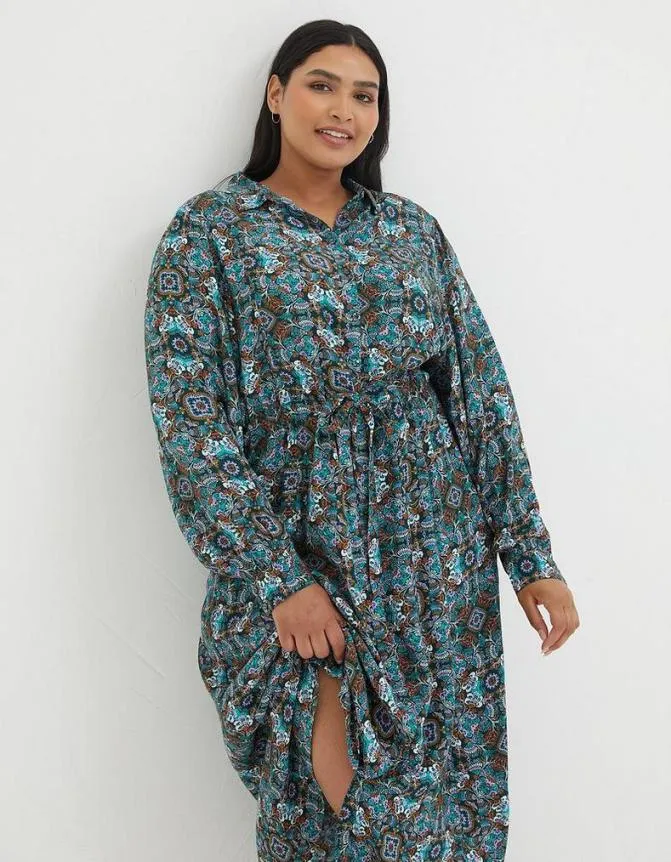 Fatface Dresses Swinley Mirrored Midi Dress Teal Green 8211 Women
