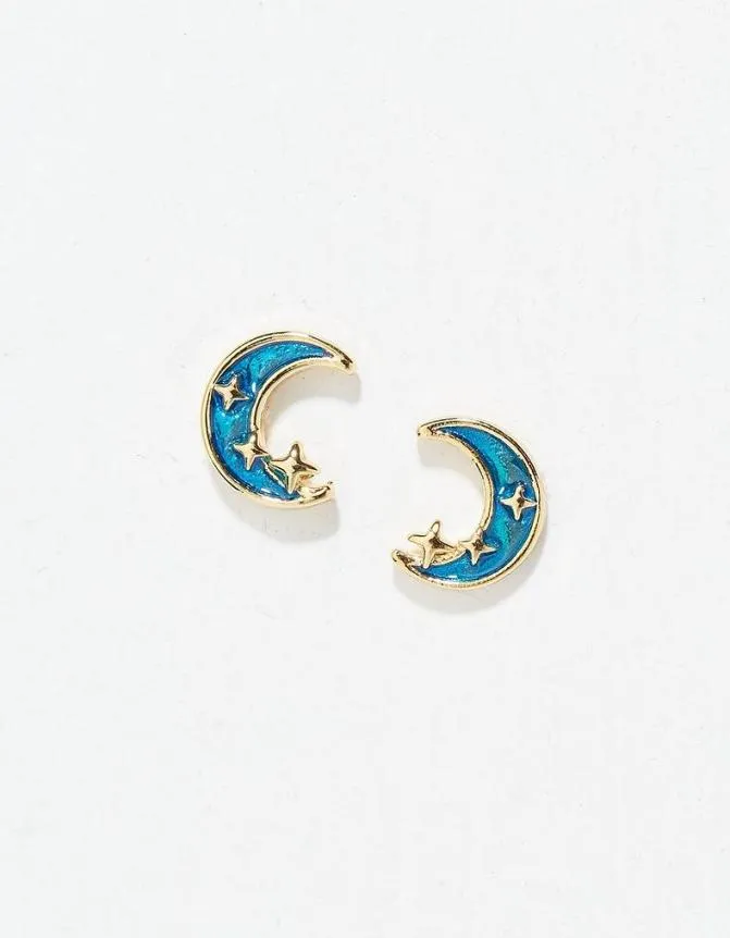Fatface Jewellery Enamel Moon Studs Navy 8211 Women