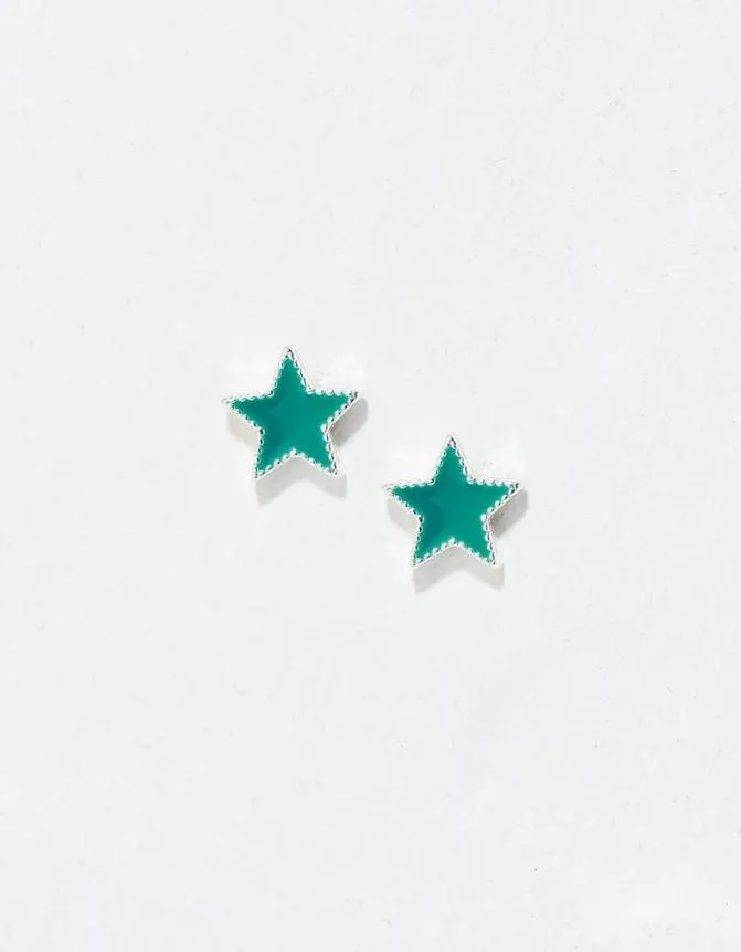 Fatface Jewellery Enamel Star Studs Teal Green 8211 Women