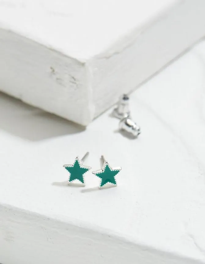 Fatface Jewellery Enamel Star Studs Teal Green 8211 Women