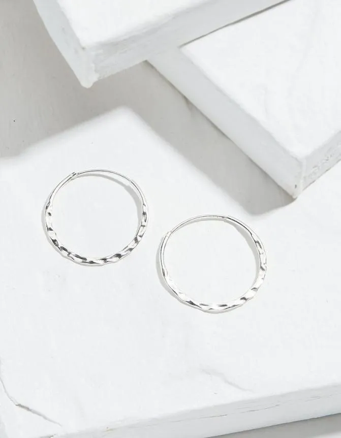 Fatface Jewellery Hammered Hoop Earrings Silver 8211 Women