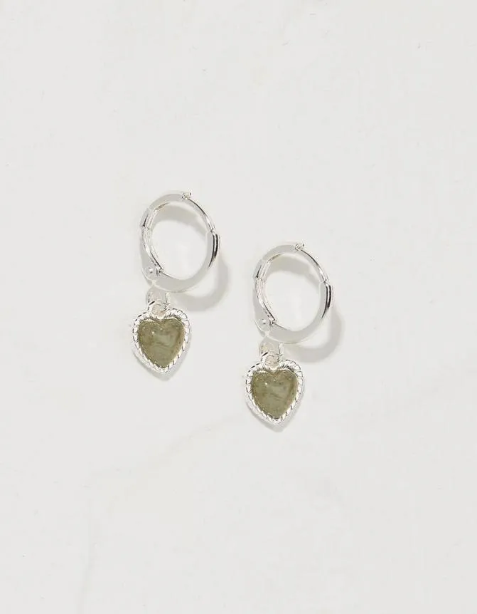 Fatface Jewellery Heart Stone Drop Earrings Silver 8211 Women