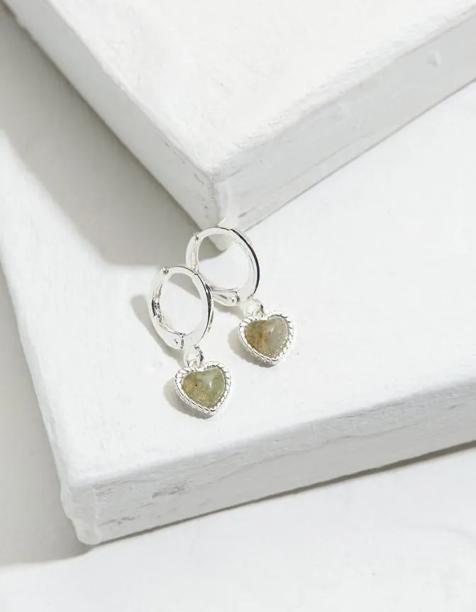 Fatface Jewellery Heart Stone Drop Earrings Silver 8211 Women
