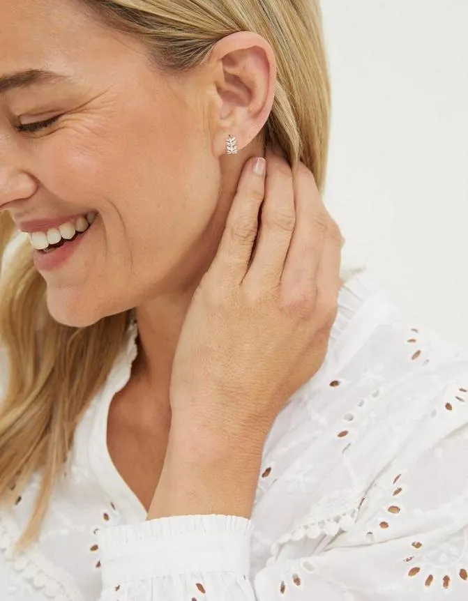 Fatface Jewellery Leaf Huggy Hoops Silver 8211 Women