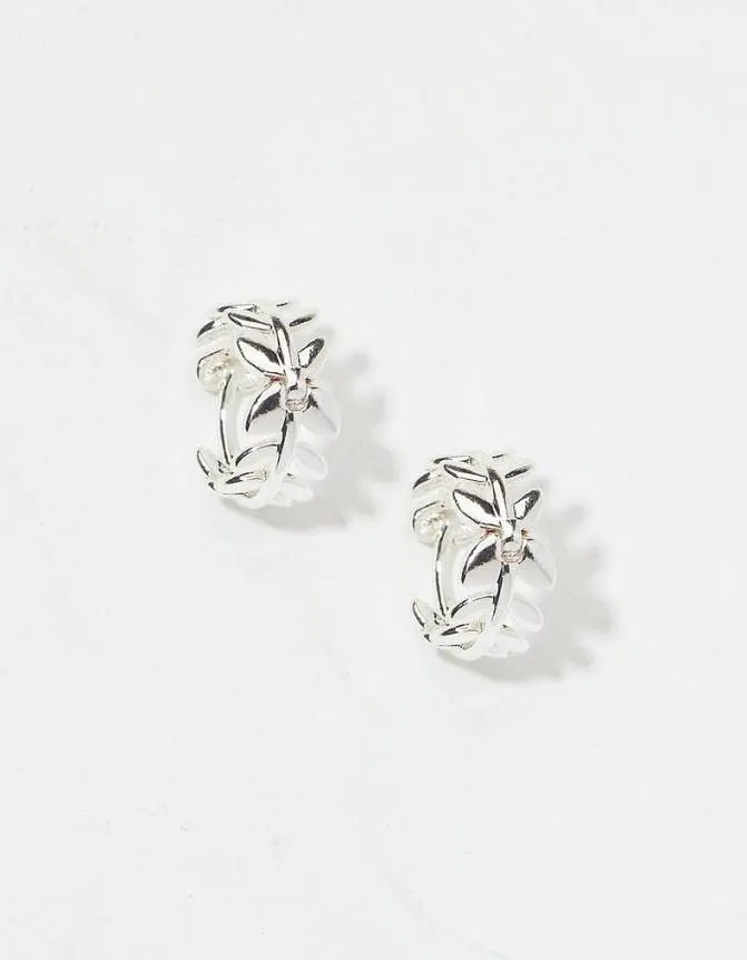 Fatface Jewellery Leaf Huggy Hoops Silver 8211 Women