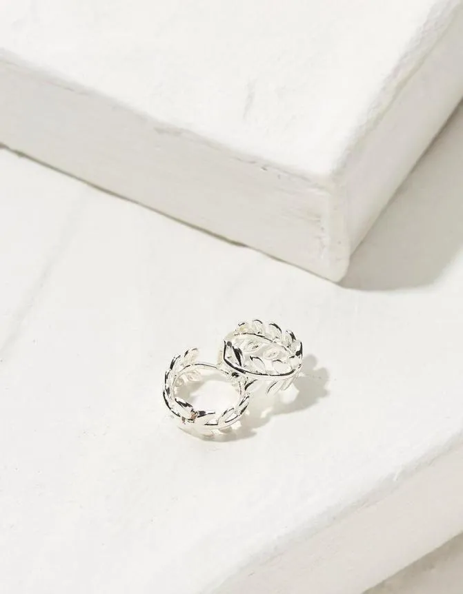 Fatface Jewellery Leaf Huggy Hoops Silver 8211 Women