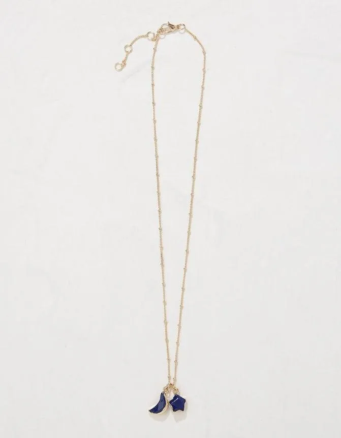 Fatface Jewellery Moon And Star Pendant Necklace Navy 8211 Women