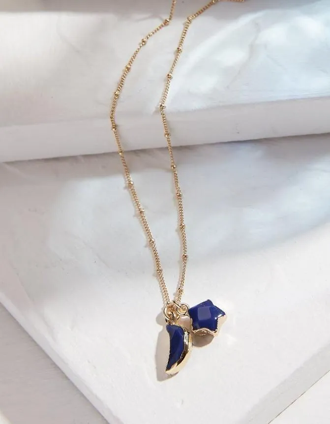Fatface Jewellery Moon And Star Pendant Necklace Navy 8211 Women
