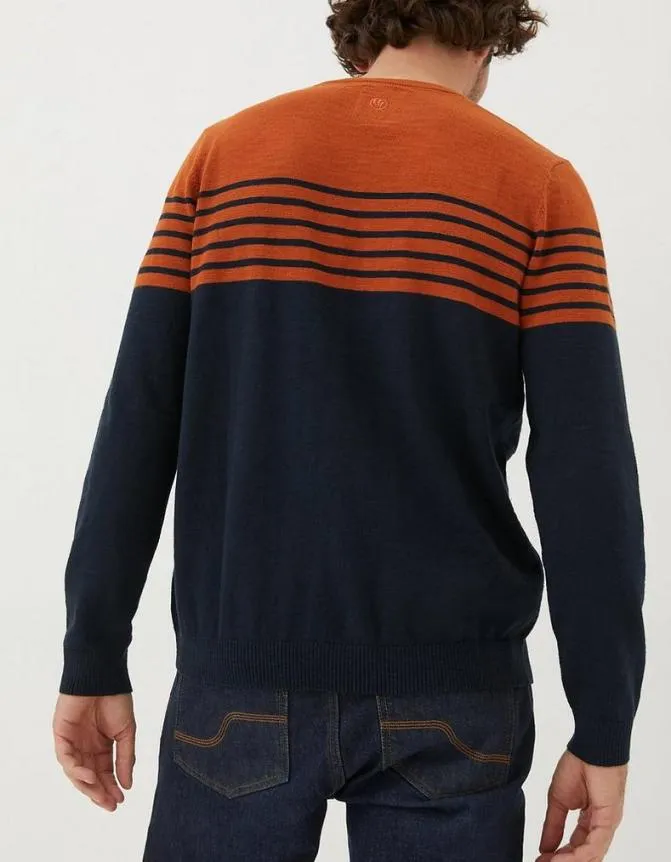 Fatface Knitwear Braunton Stripe Crew Jumper Orange 8211 Men